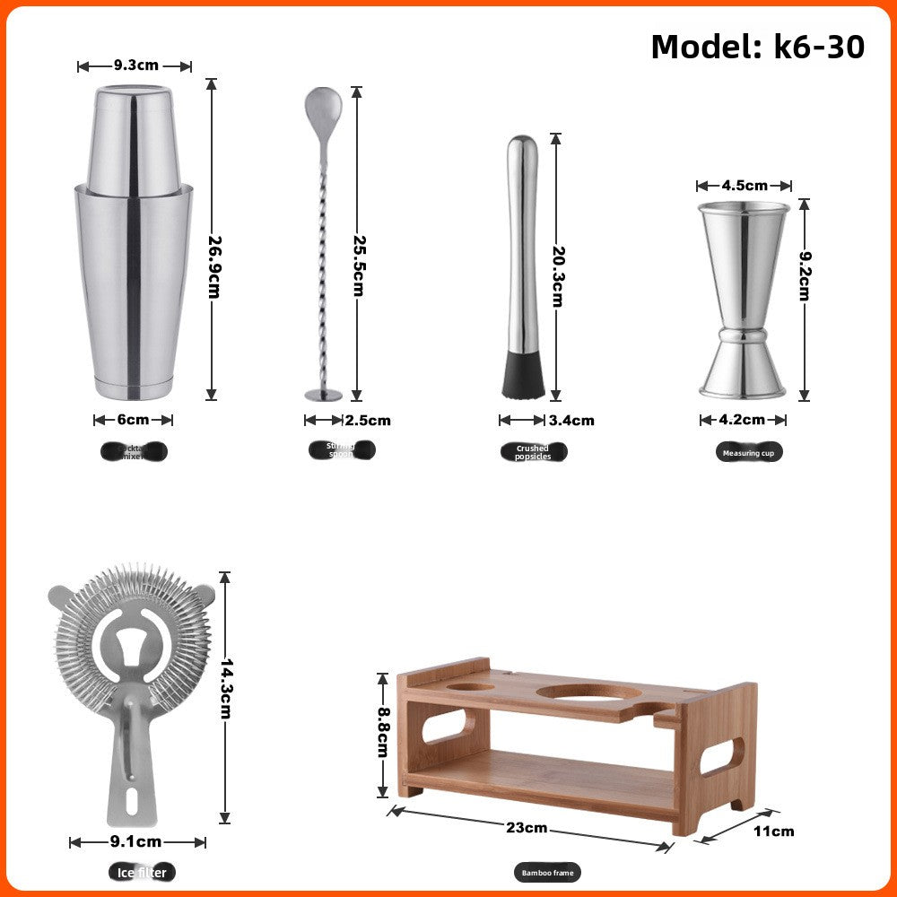 Professional Bartender Kit with Bamboo Rack Cocktail Shaker Set