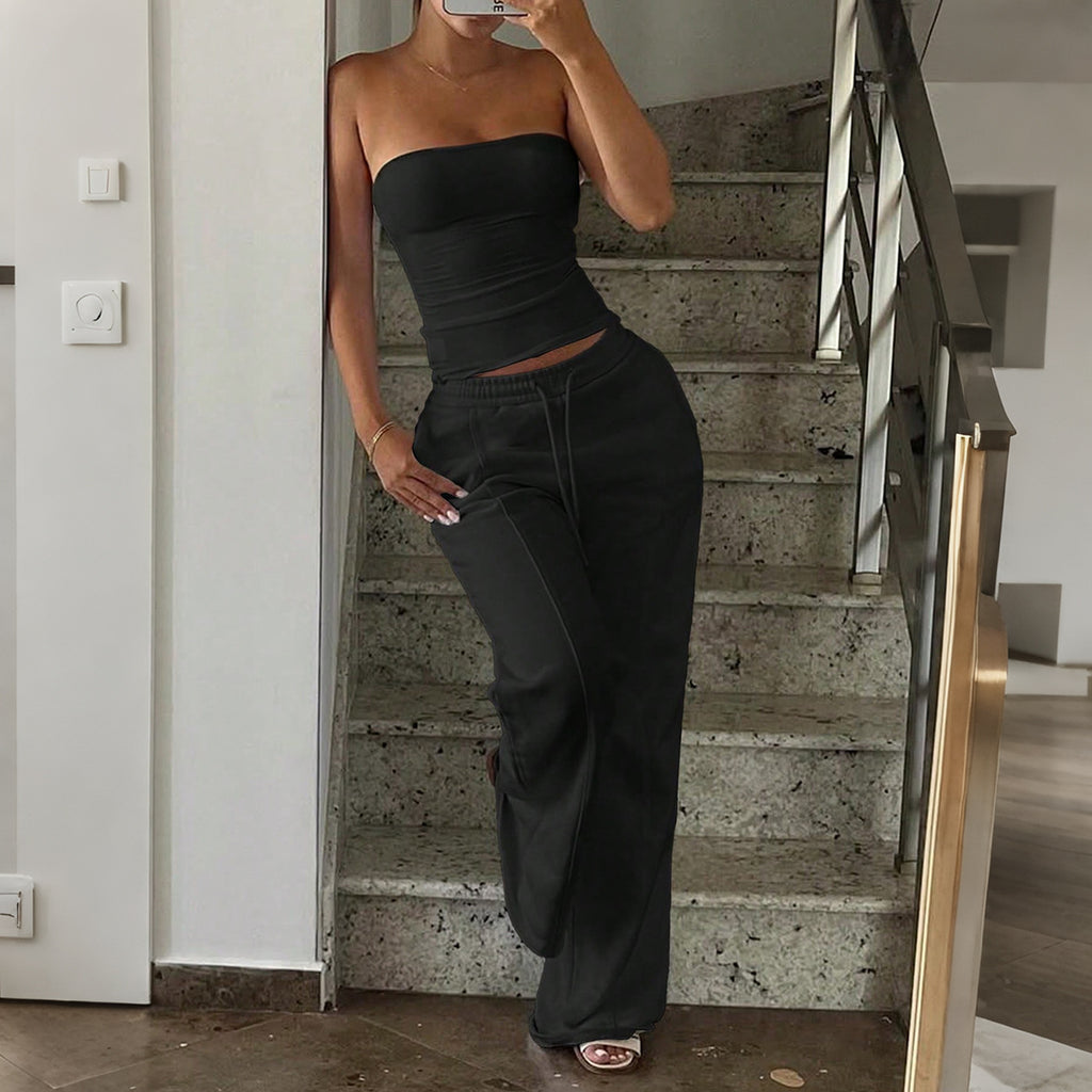 Women's Sleeveless Vest and Long Pants Set