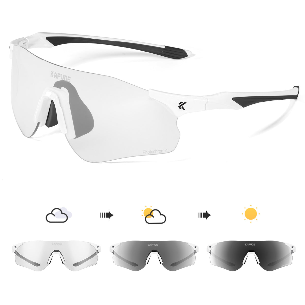 Photochromic Sports Sunglasses Windproof Cycling Glasses