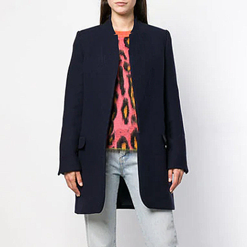 Women's Stand Collar Wool Blend Coat