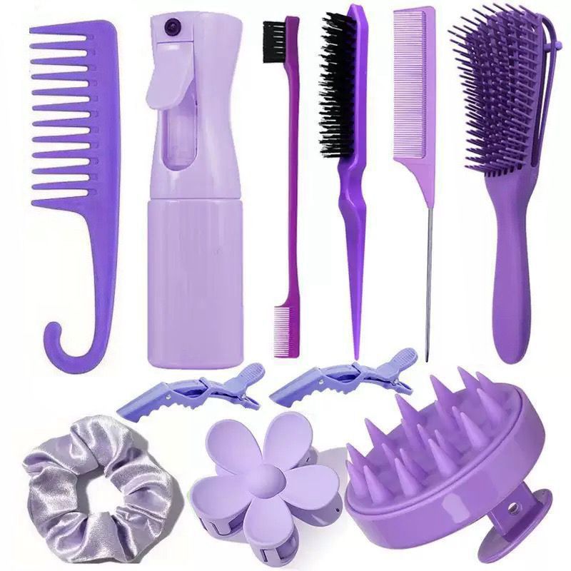 Hair Styling Comb Set with Spray Bottle and Eyebrow Brush