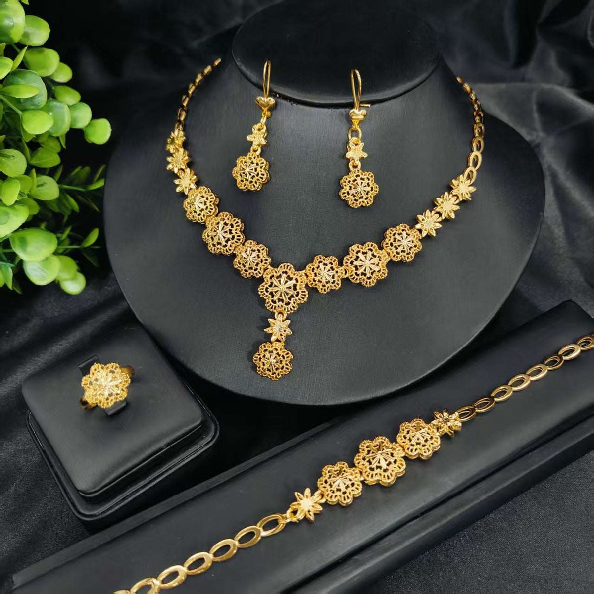 Floral Necklace and Earrings
