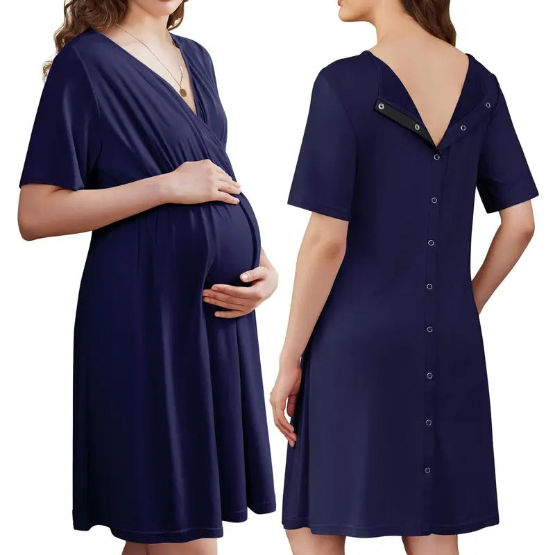 Loose V-Neck Short Sleeve Dress