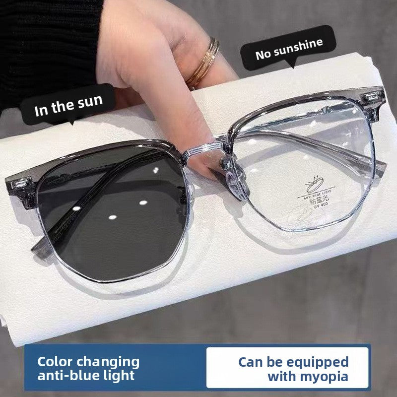 Photochromic Half-Frame Glasses with Anti-Blue Light