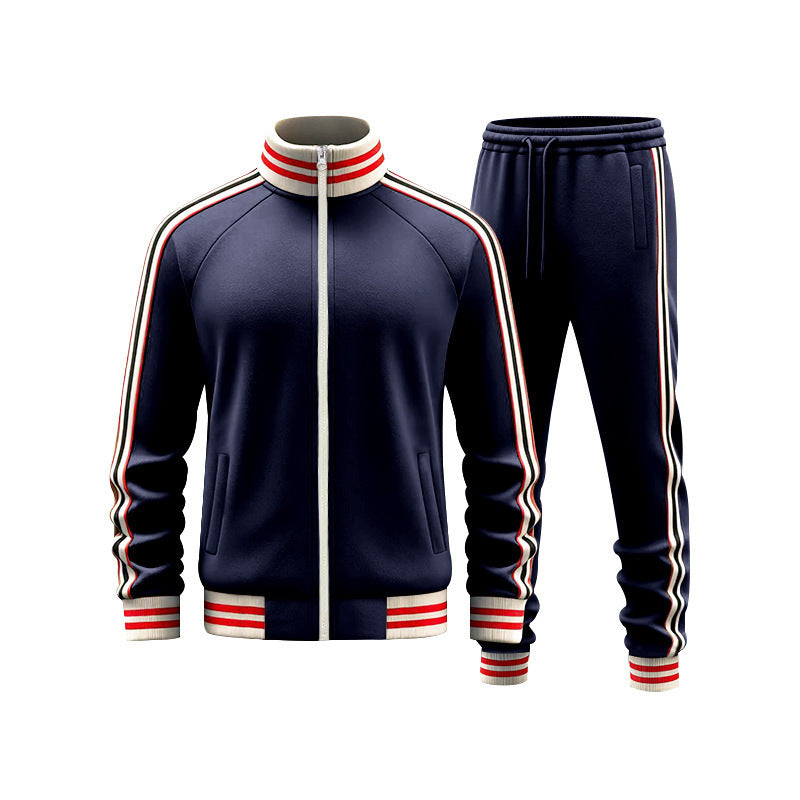 Men's woven striped sports casual two-piece set