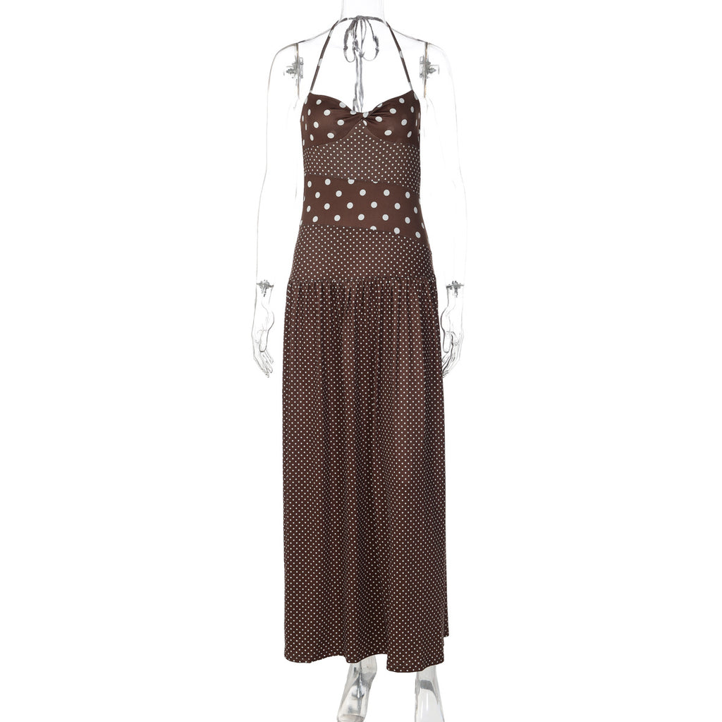 Women's Polka Dot Halter Neck Dress