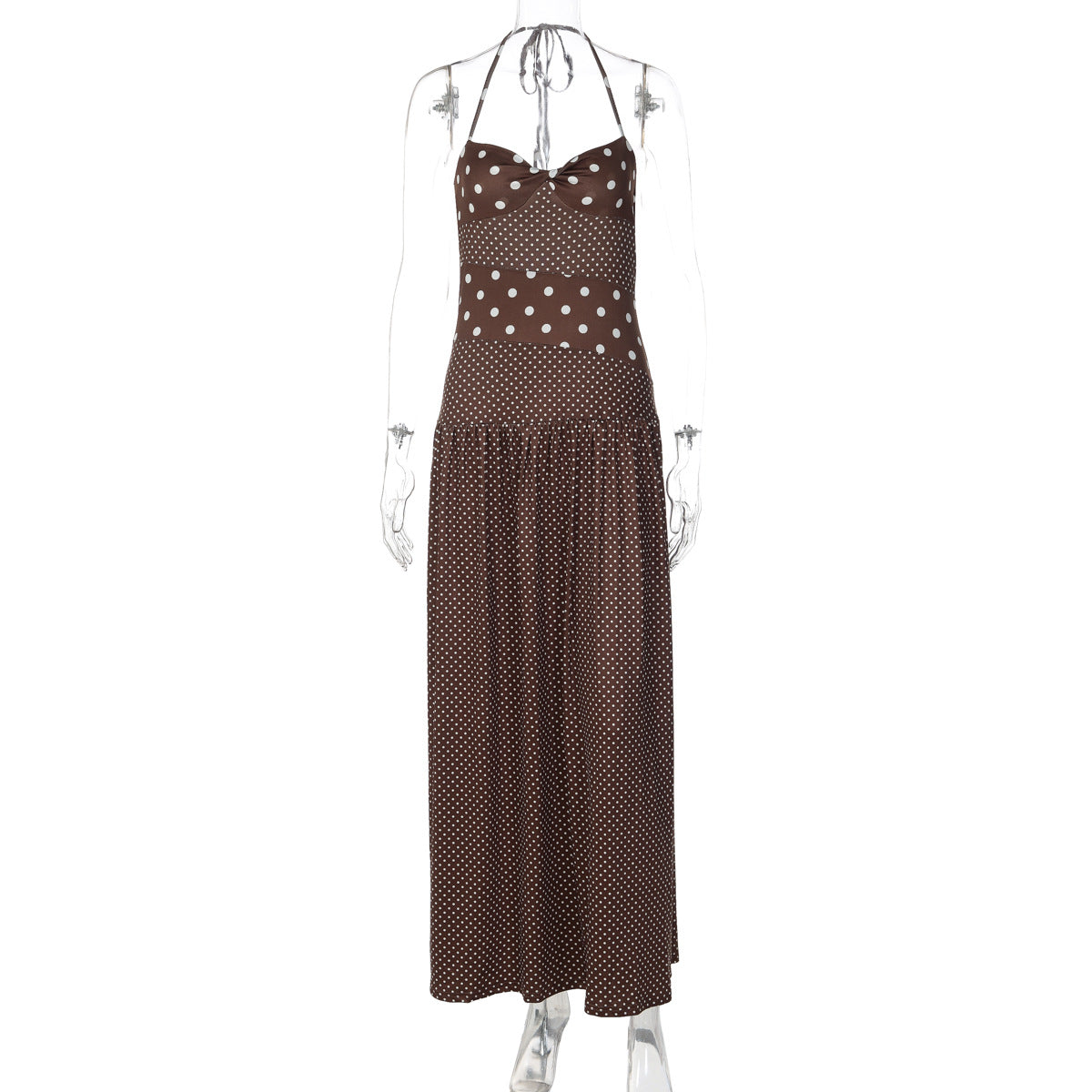 Women's Polka Dot Halter Neck Dress