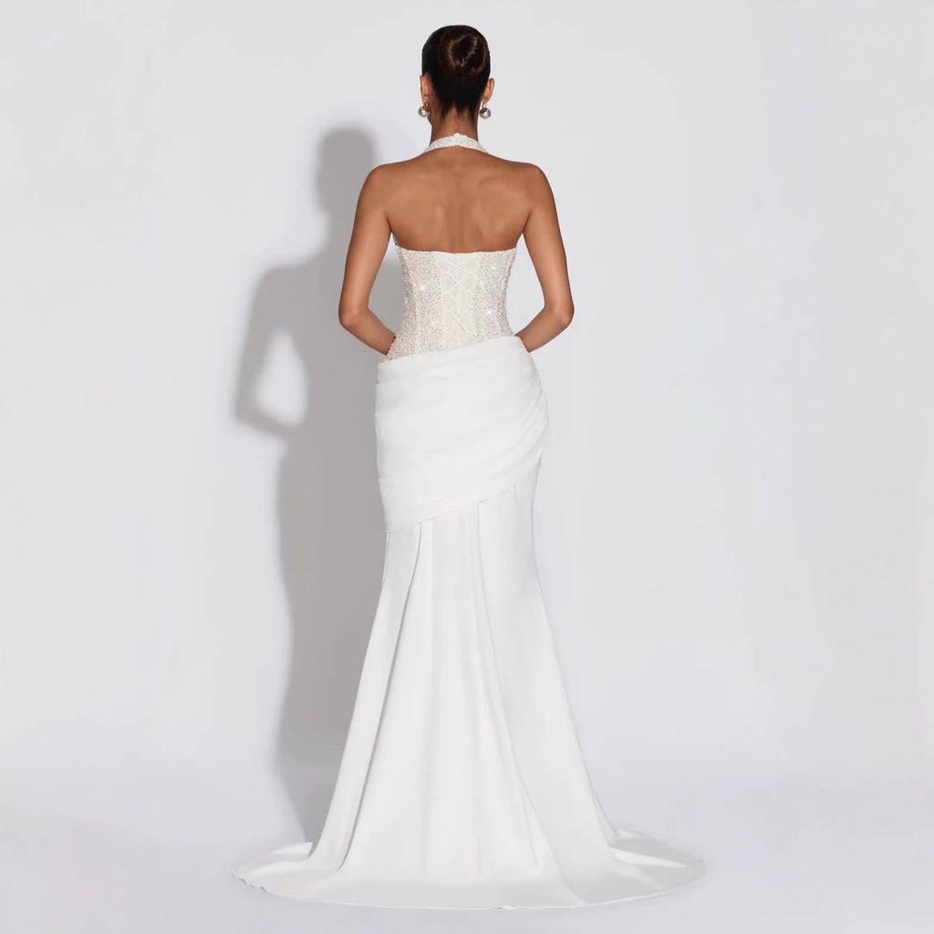 Sequin Halter Party Evening Gown
