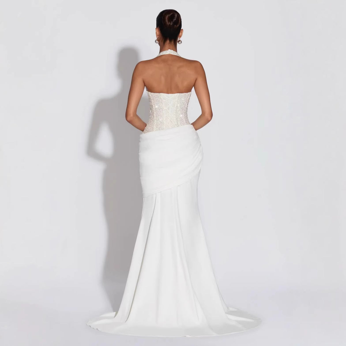 Sequin Halter Party Evening Gown