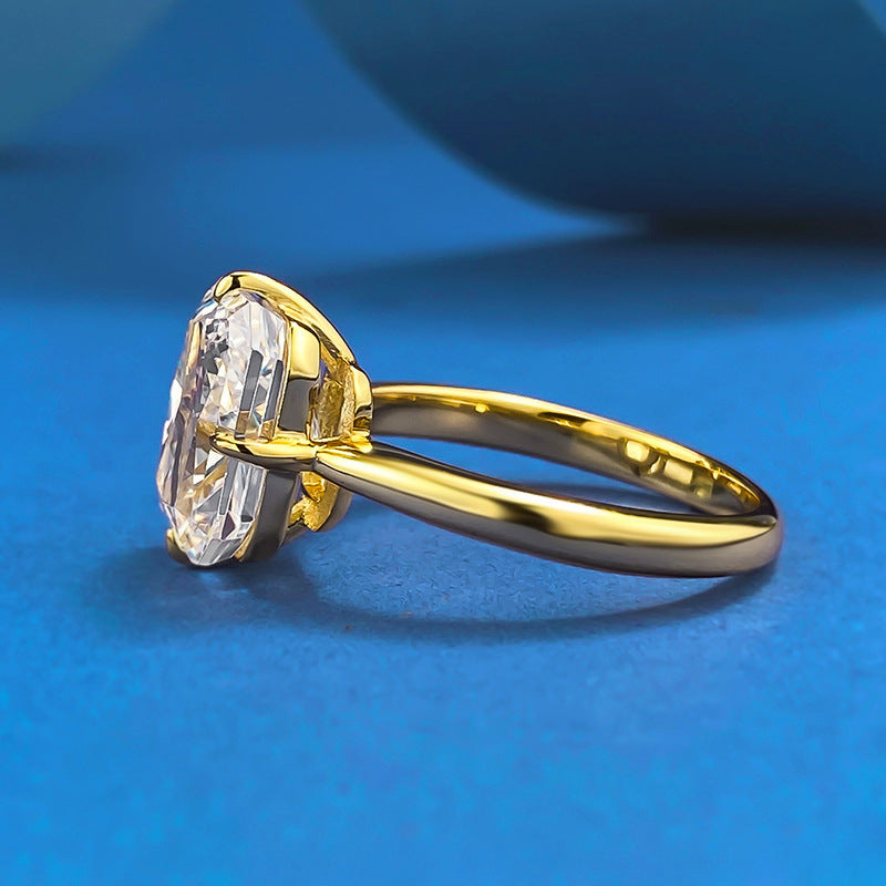 S925 Silver Gold Plated Diamond Geometric Ring