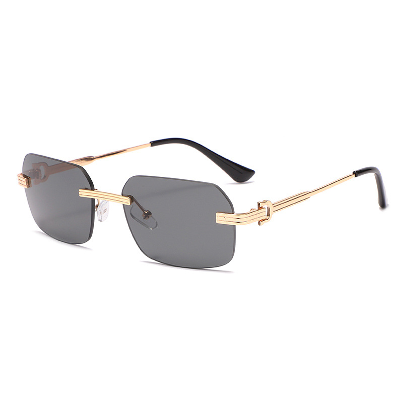 Irregular crystal cut square sunglasses