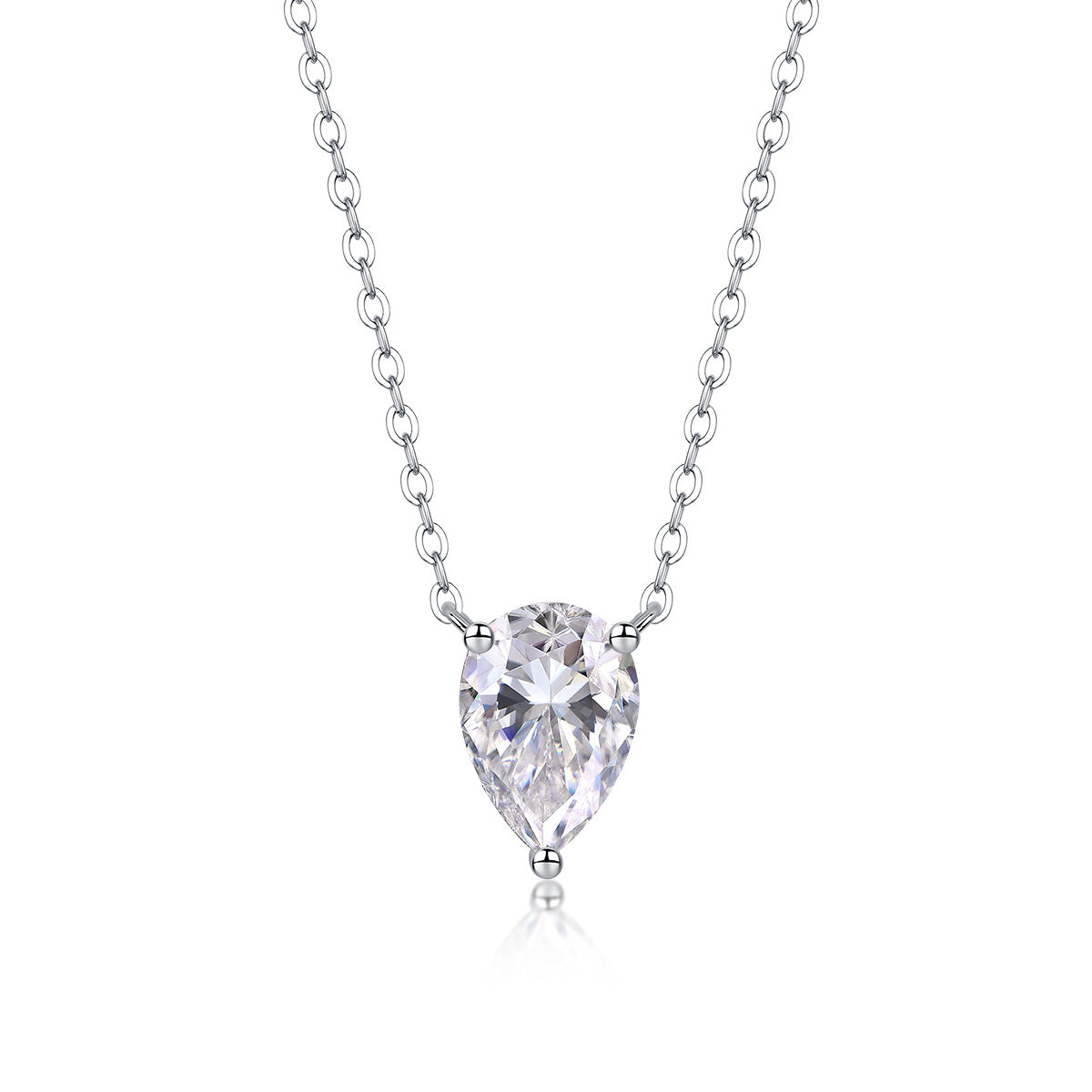 Sterling Silver Moissanite Geometric Pendant Necklace