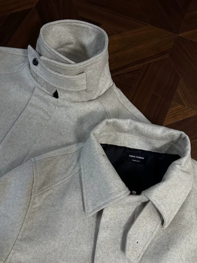 Men's Stand Collar Zip-Up Retro Polyester Jacket