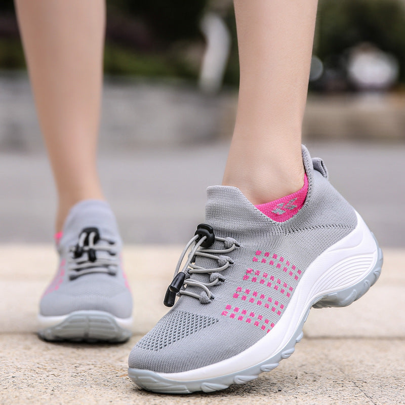 Womens Wedge Heeled Casual Sports Shoes
