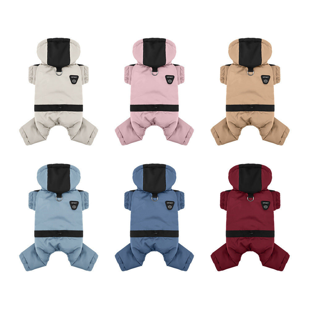 Dog Four-Legged Warm Jacket with Hood