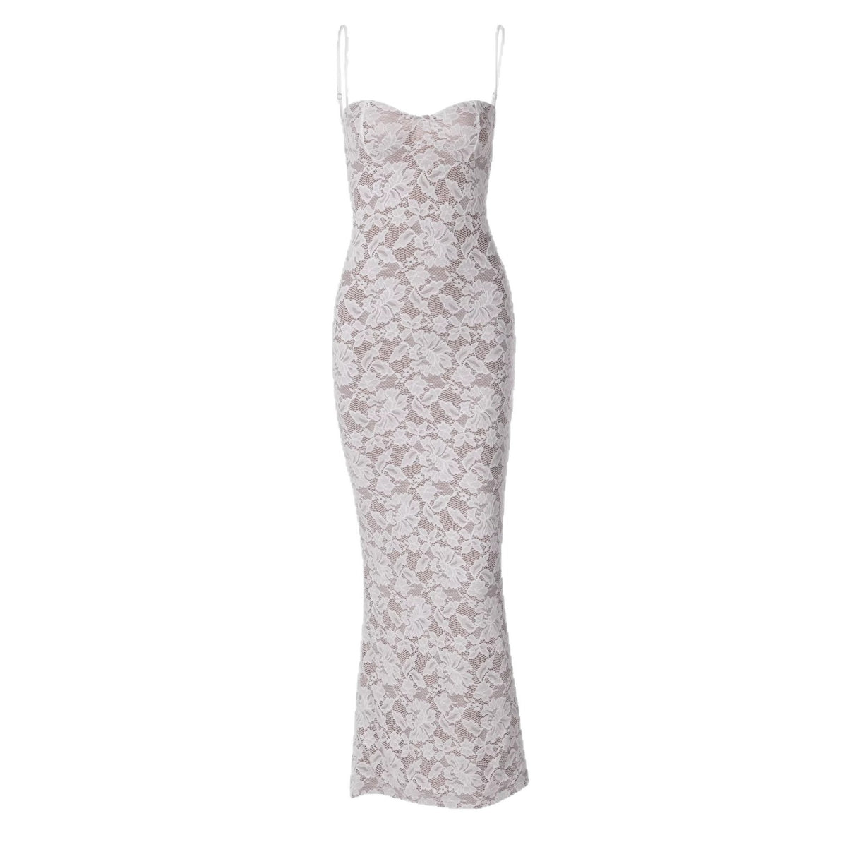 Lace Patchwork Strappy Backless Slip Dress