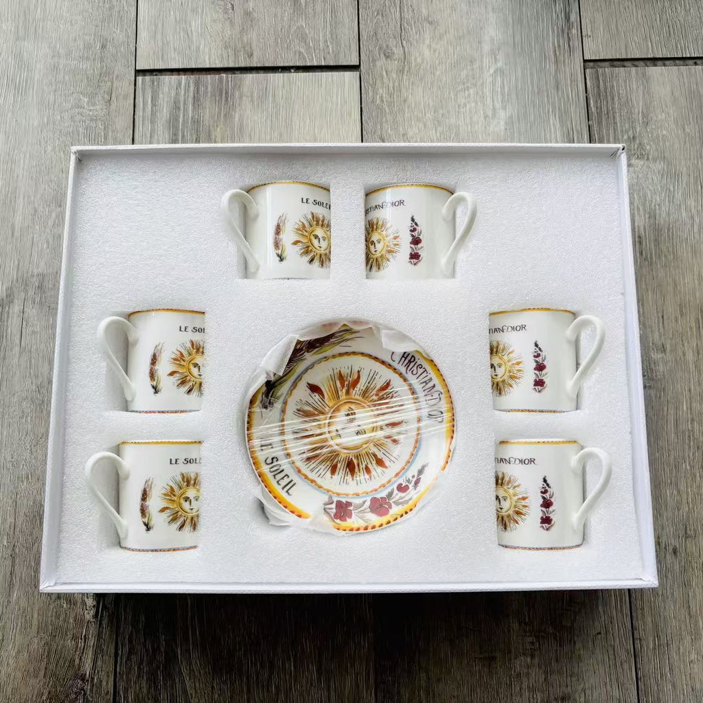 European Retro Ceramic Coffee Cup and Saucer Set