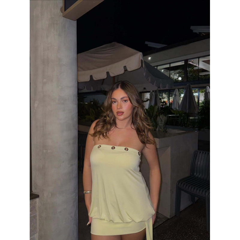 Sleeveless Hollow Out One Shoulder Dress