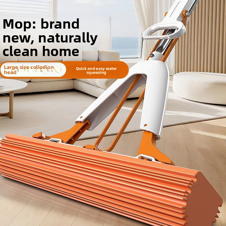 Foldable Sponge Mop with Stainless Steel Rod