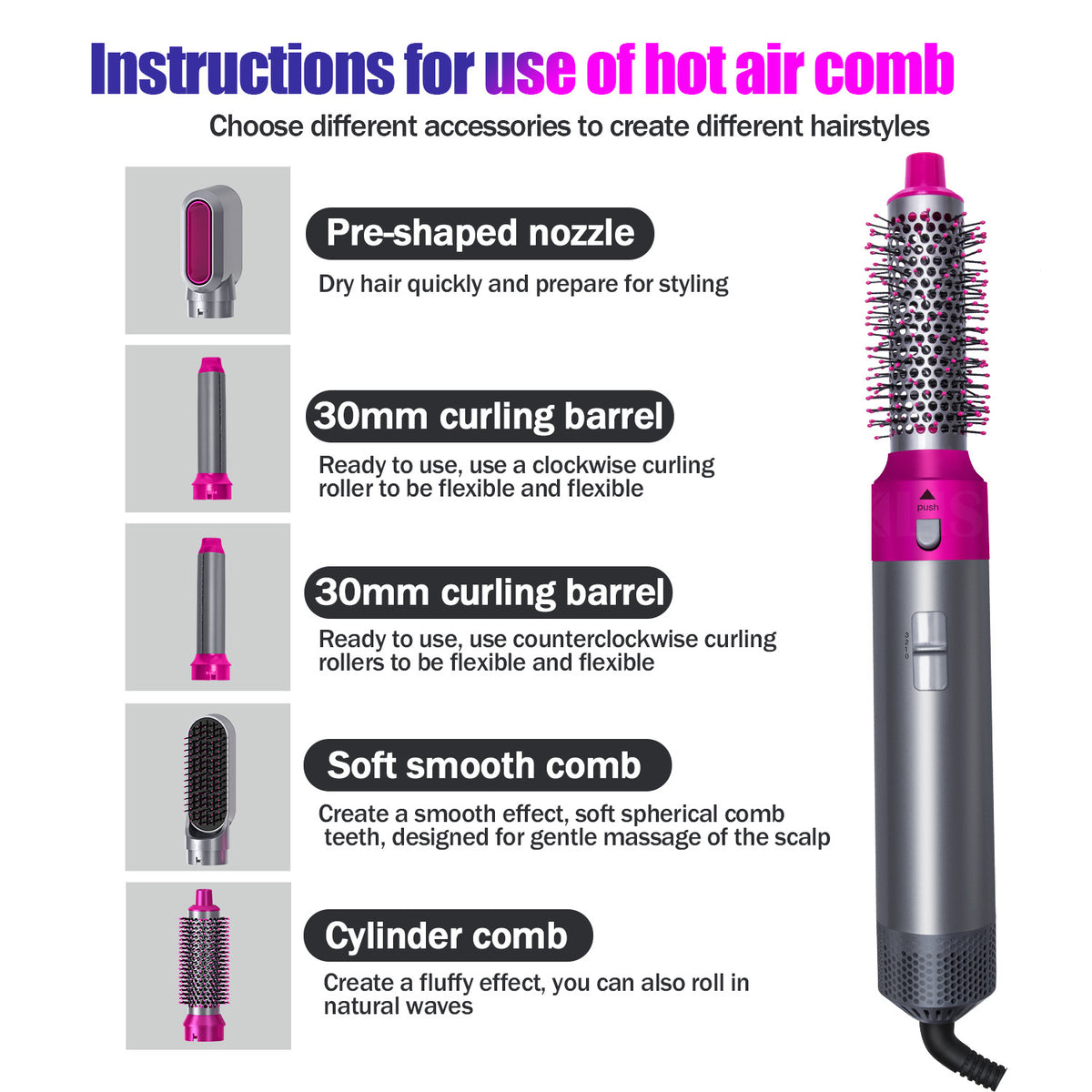 Multifunctional Hot Air Comb Hair Dryer Styler