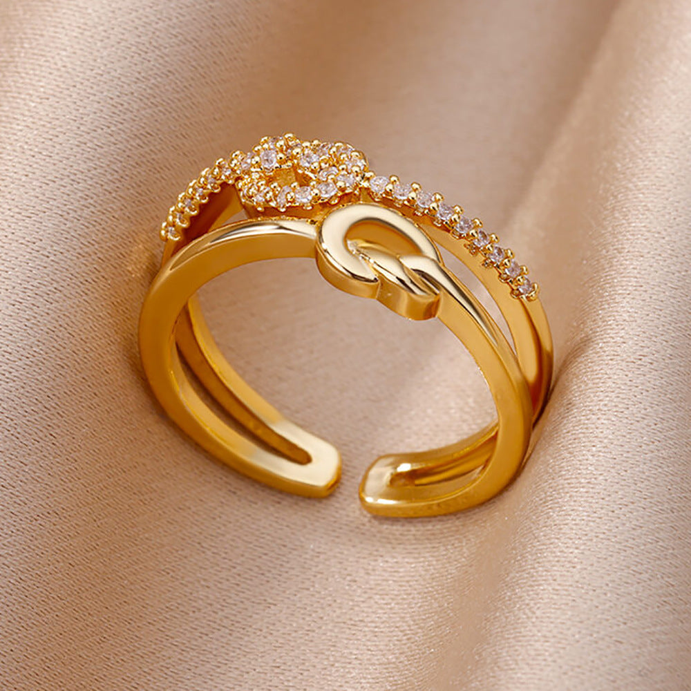 Gold Plated Zircon Open Ring