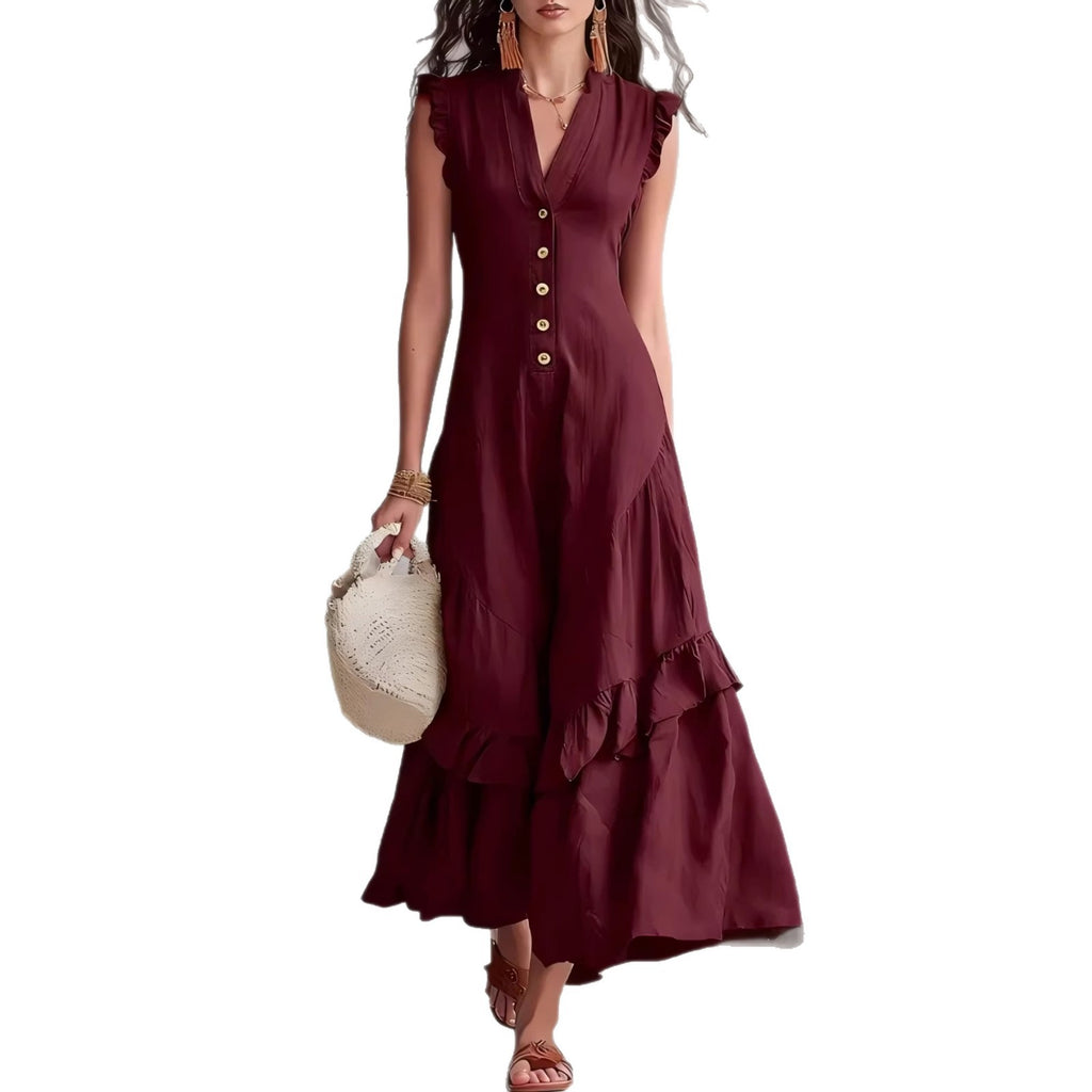 Womens Sleeveless A-Line Midi Dress