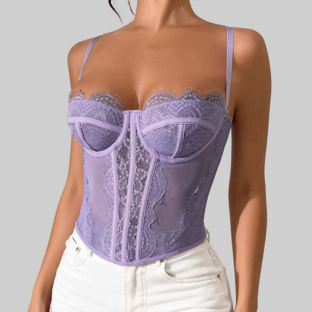 Women's Lace Fishbone Camisole Push-Up Slim Fit Top