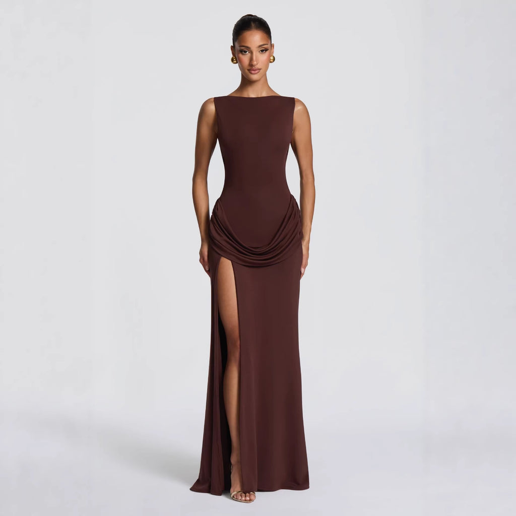 Womens Long Sleeve Bodycon Draped Dress
