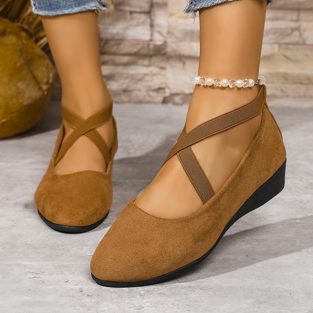 Women's Pointed Toe Suede Wedge Heel Casual Single Shoes