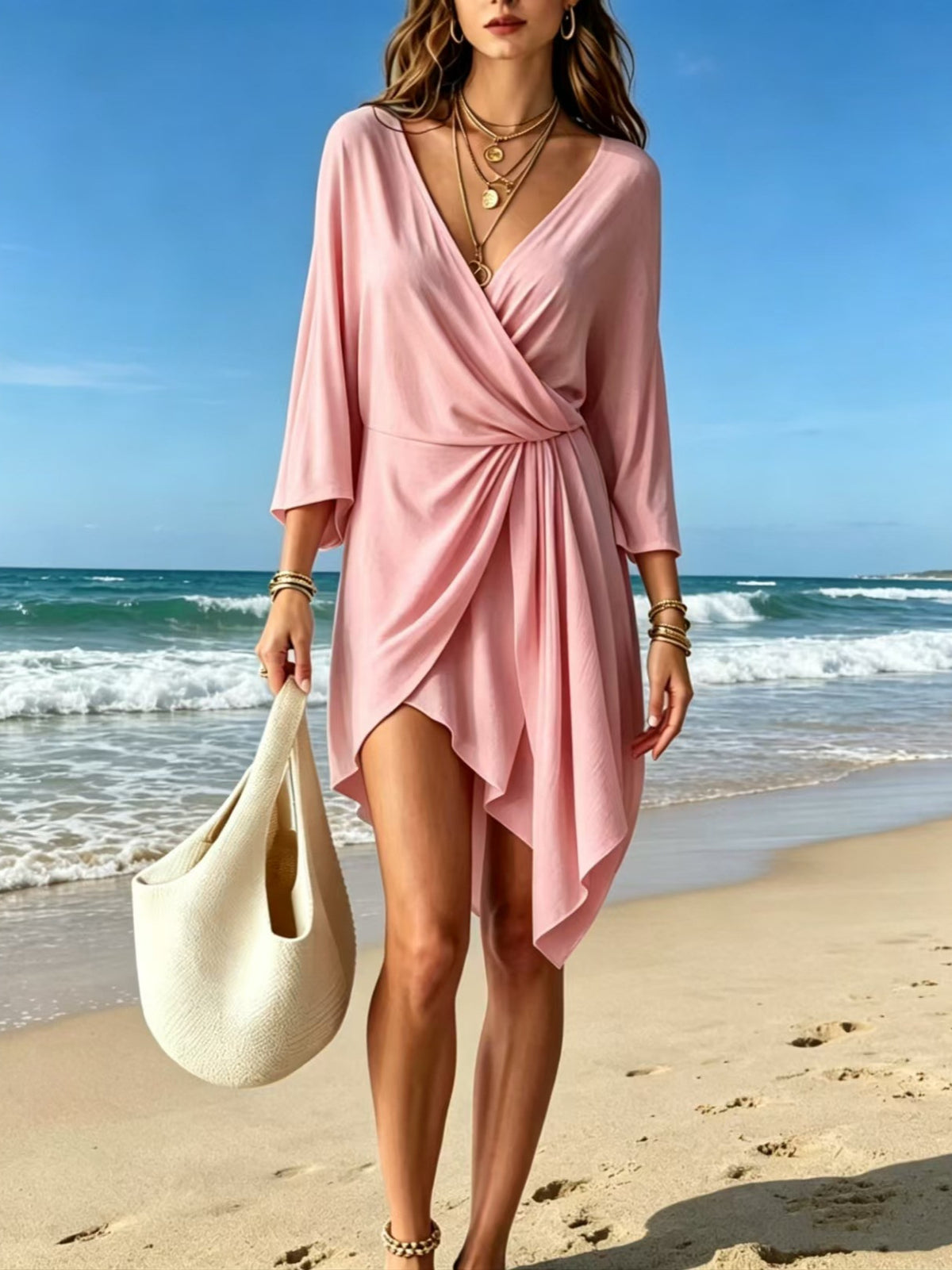 Three-quarter-sleeve dress