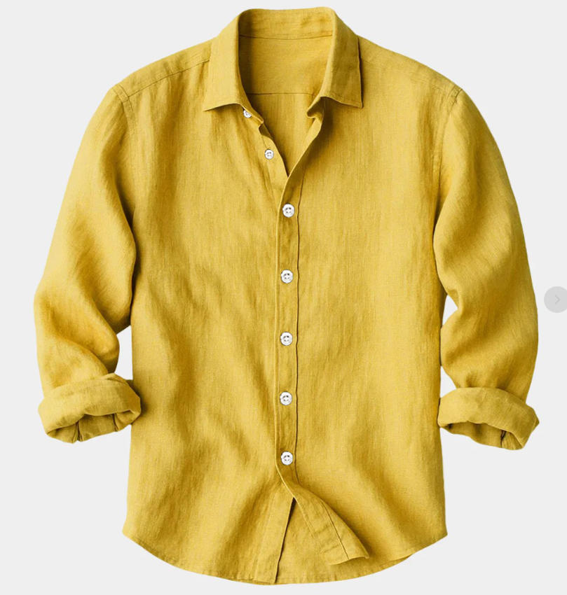 Men's Solid Color Long Sleeve Lapel Shirt Digital Print