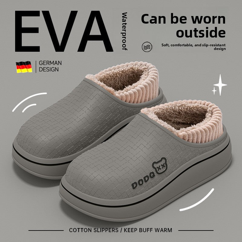 Womens Plush Winter Slippers with Heel Cover