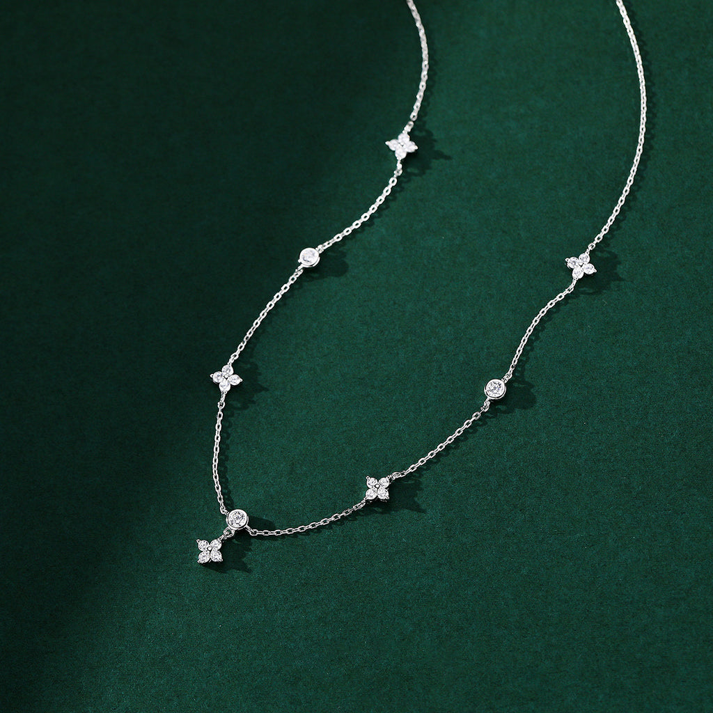 Round Diamond Four-Leaf Clover Necklace