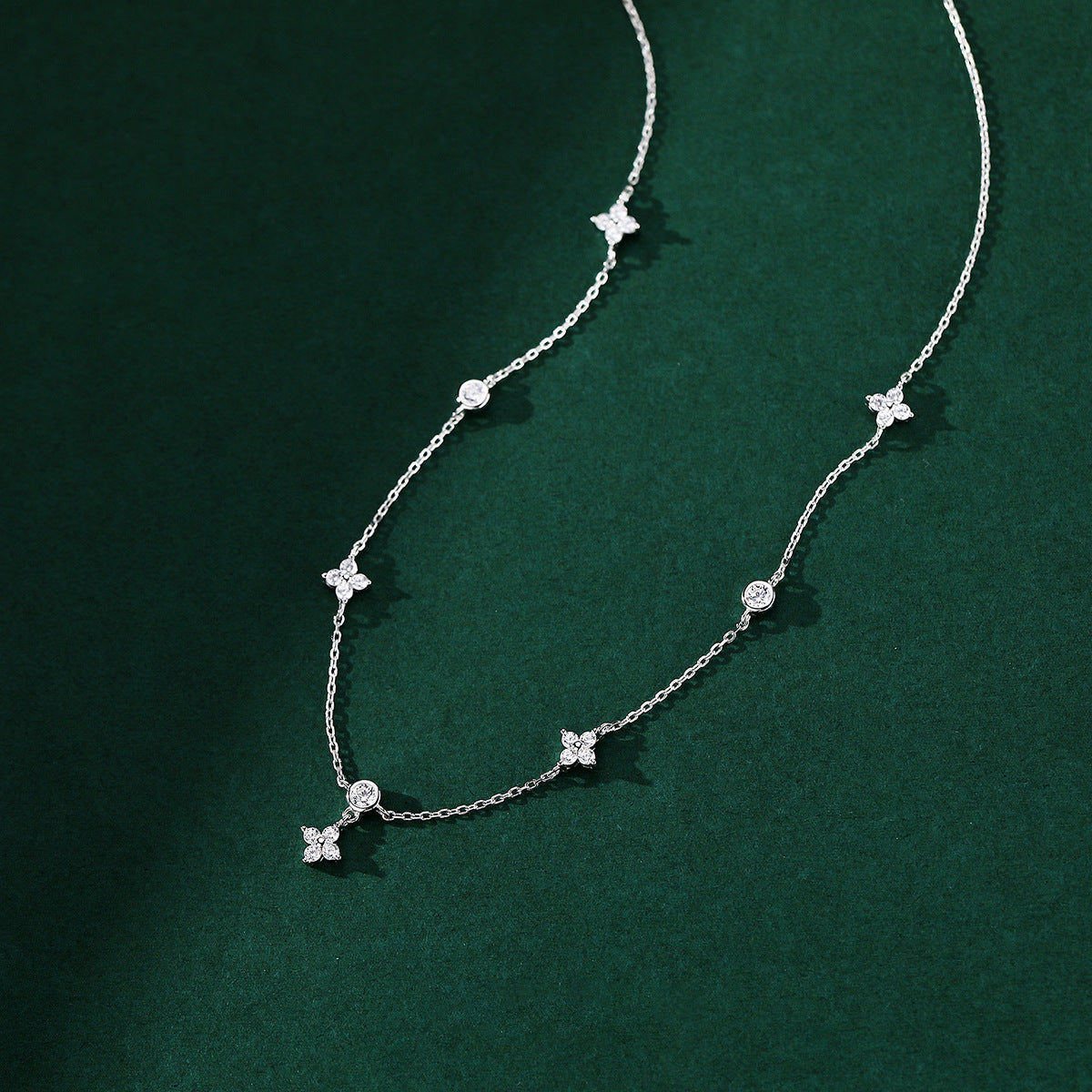 Round Diamond Four-Leaf Clover Necklace