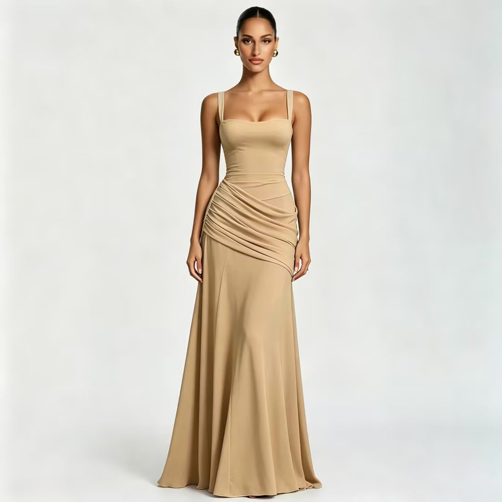 Elegant Square Neck Bodycon Strap Dress