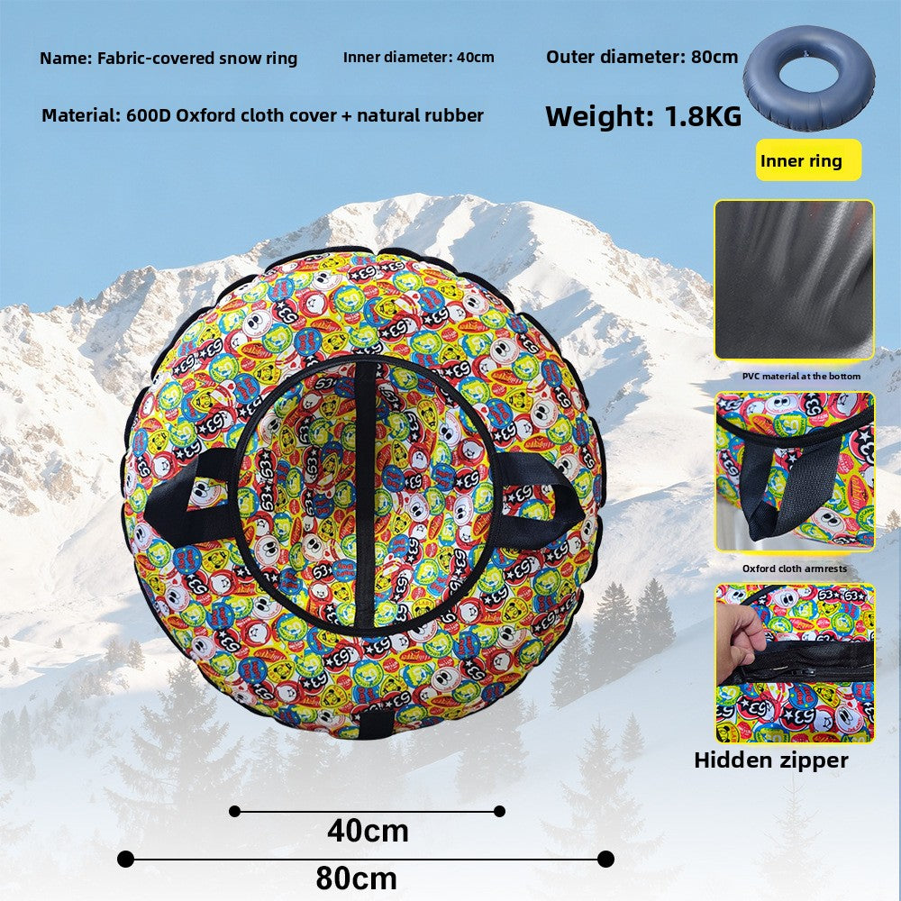 Winter PVC Inflatable Snow Tube with Cloth Cover for Outdoor Sledding and Grass Sliding