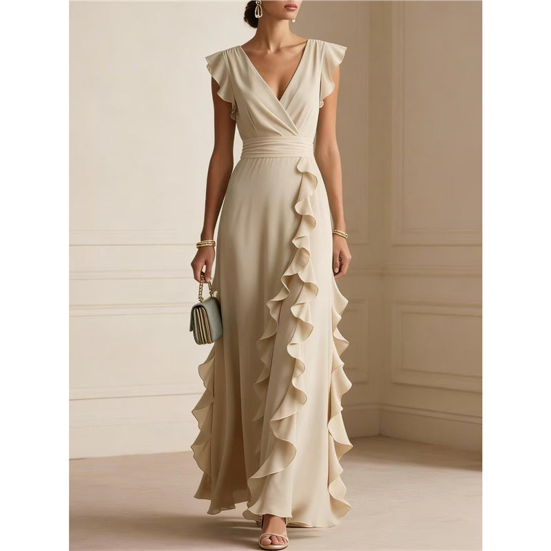 Summer Sleeveless V-Neck Pleated Dress