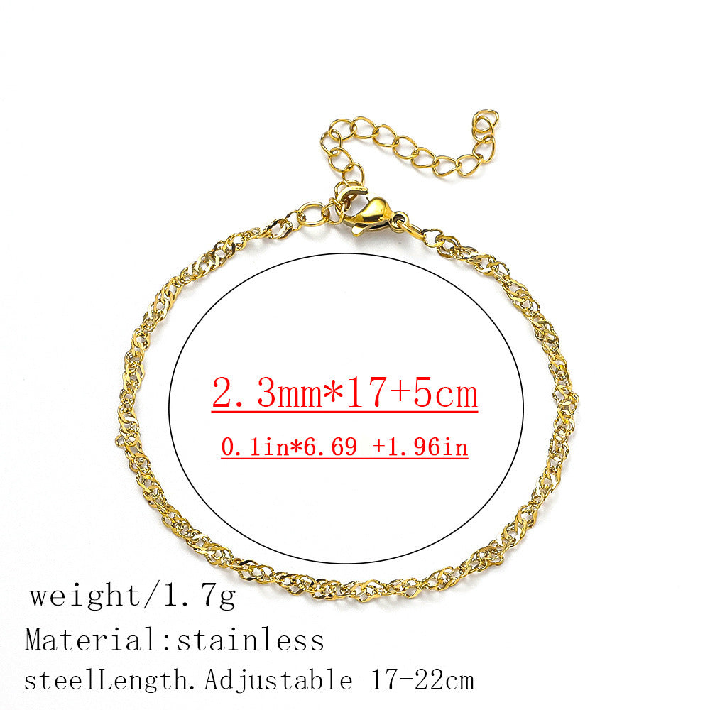 316L Titanium Steel Bracelet Waterproof Hypoallergenic Gold Plated Chain Jewelry for Men Women Unisex Fashion Accessories