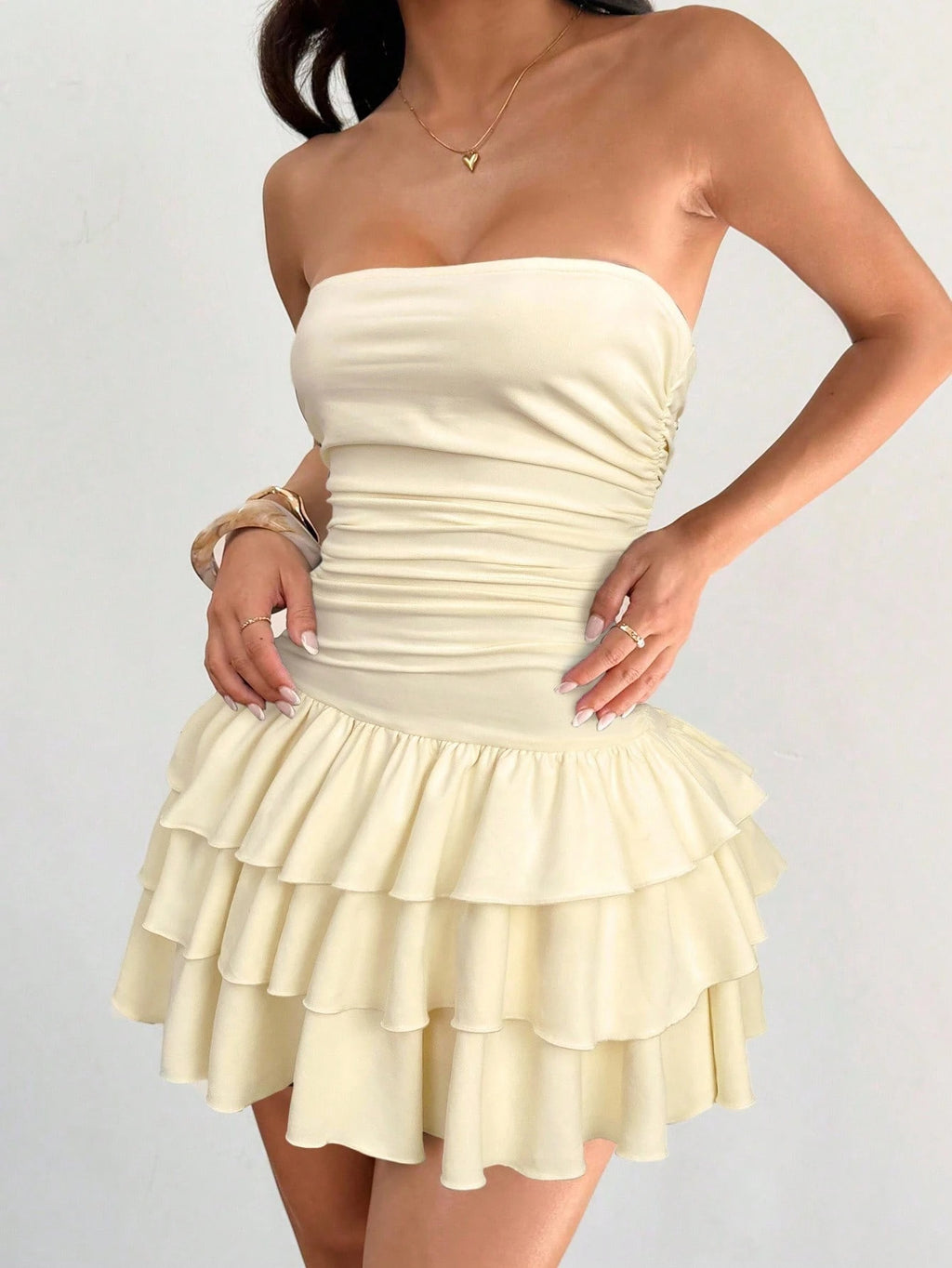 Women's Knitted Ruffle Mini Dress