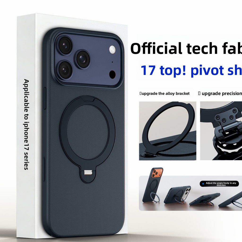 Magnetic Phone Case with Rotating Stand and Camera Button