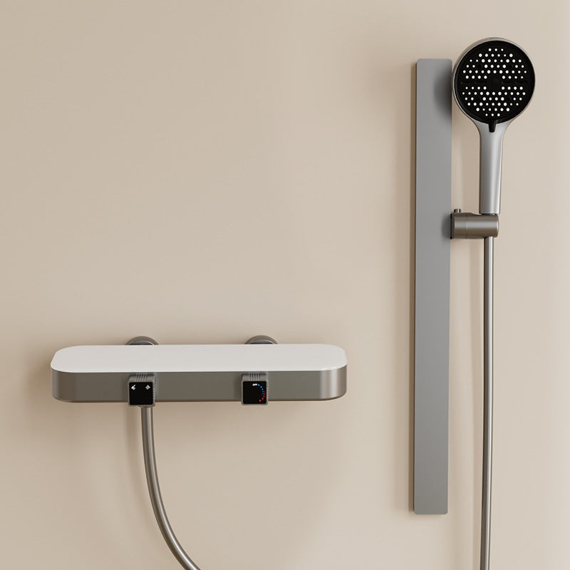 All-Copper Waterfall Pressurized Shower Set with Temperature Control