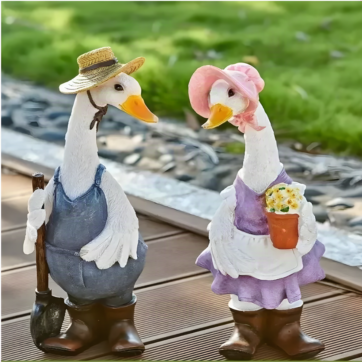Resin Gardener Duck Figurines