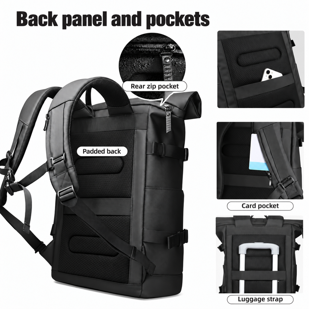 Expandable Roll-Top Travel Backpack