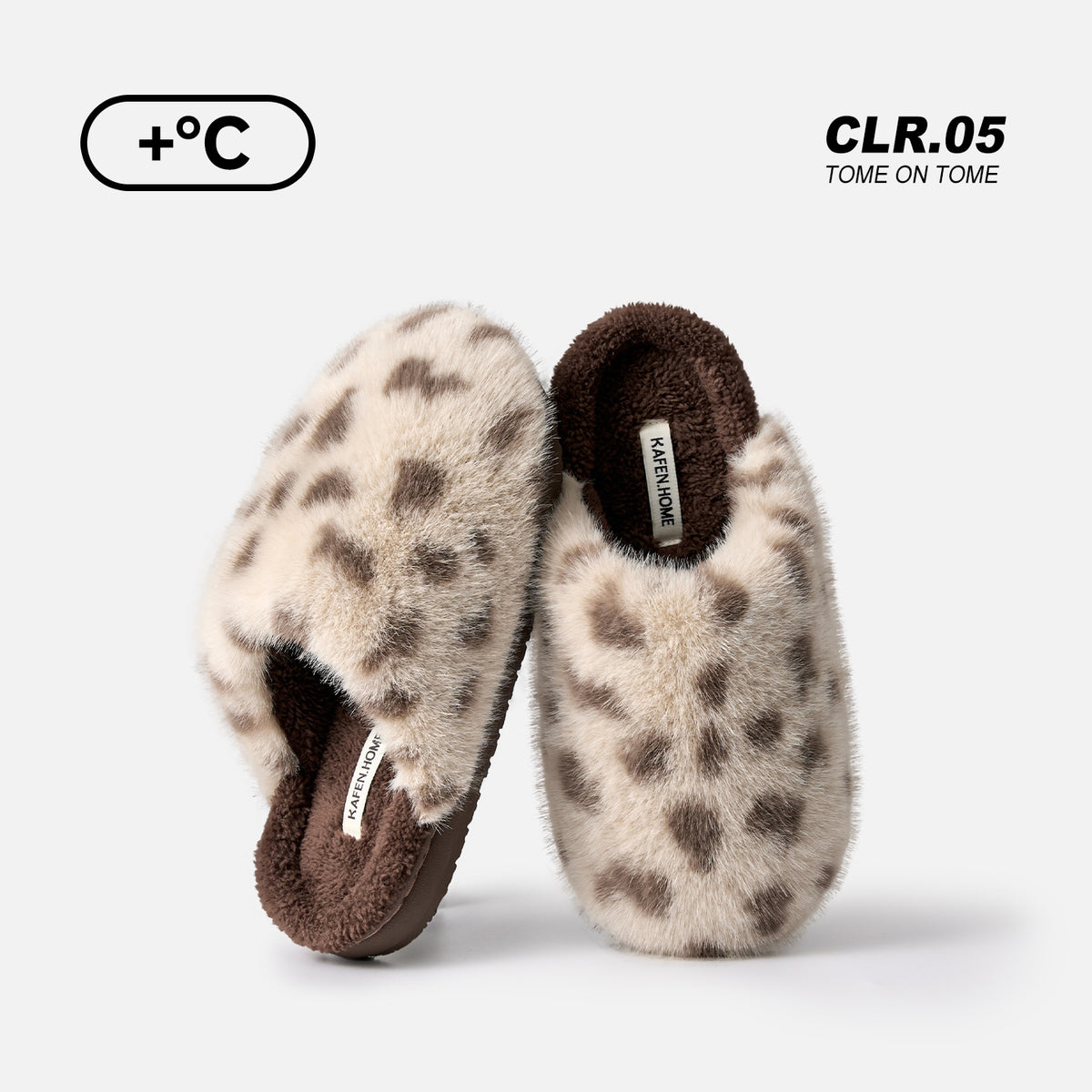 Women Winter Warm Fleece Lined Leopard Print Plush Closed Toe Non Slip House Slippers