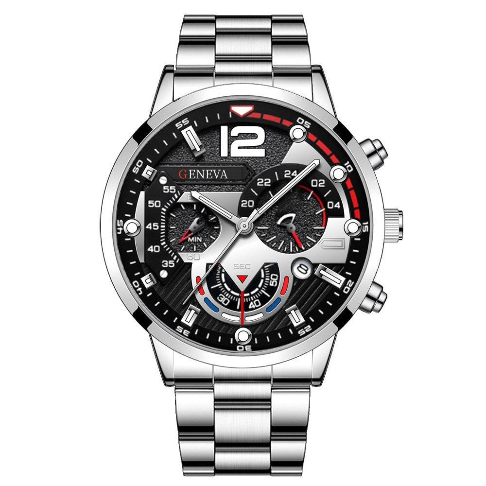 Men's Fashion Stainless Steel Quartz Wrist Watch with Calendar
