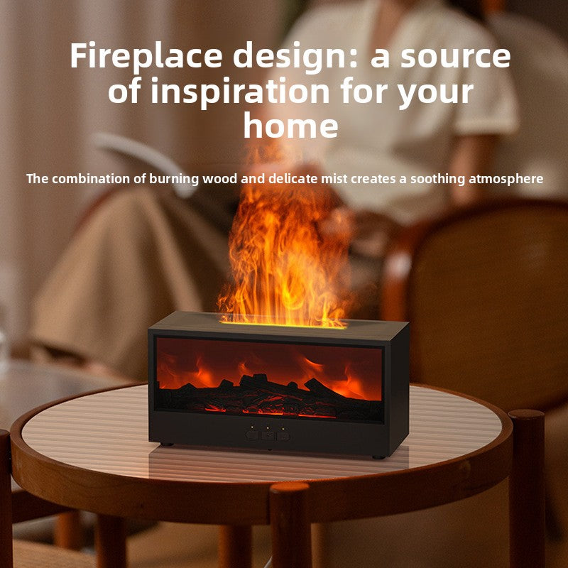 Desktop Flame Effect Aroma Diffuser with Humidifier and RGB Lights