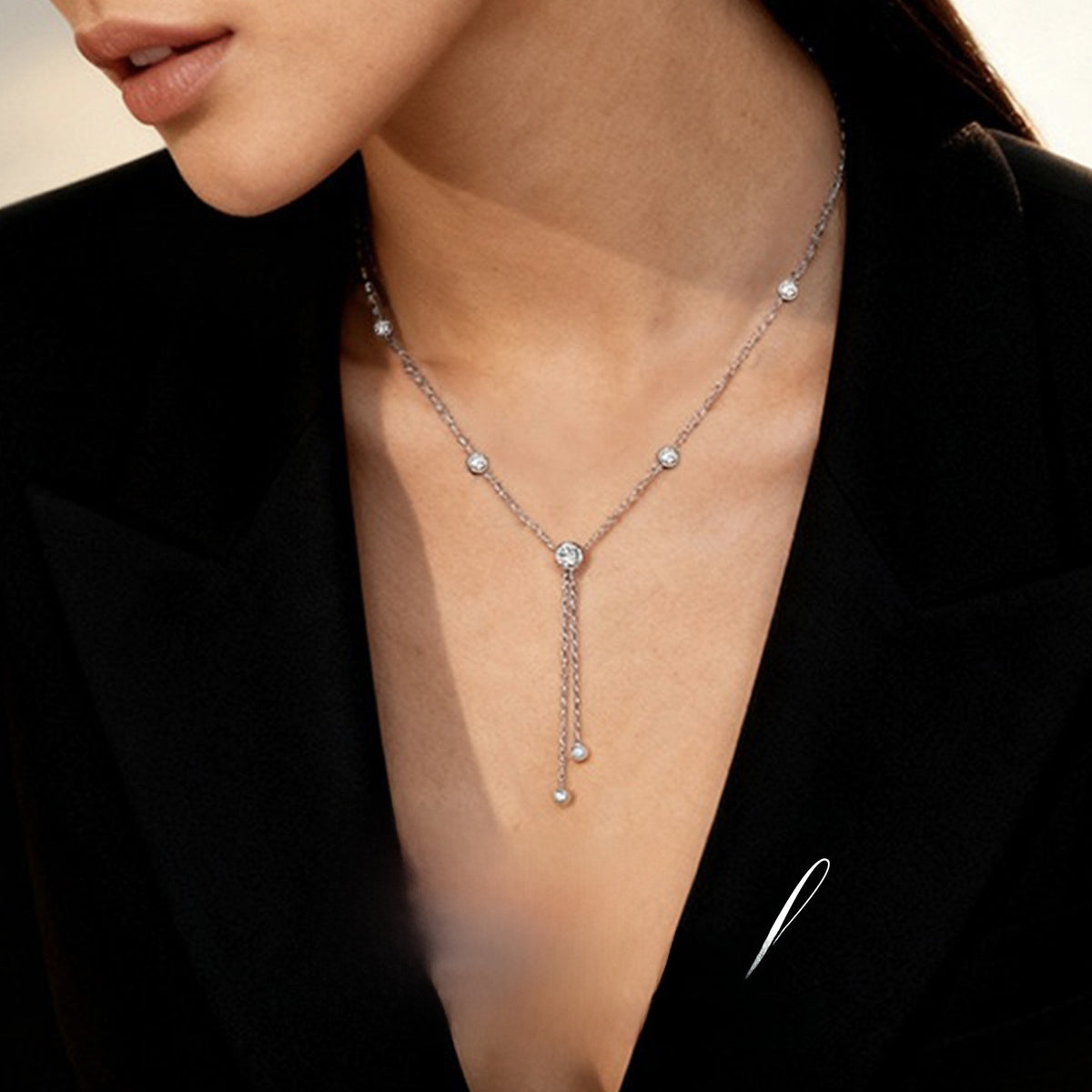 Moissanite Layered Tassel Necklace
