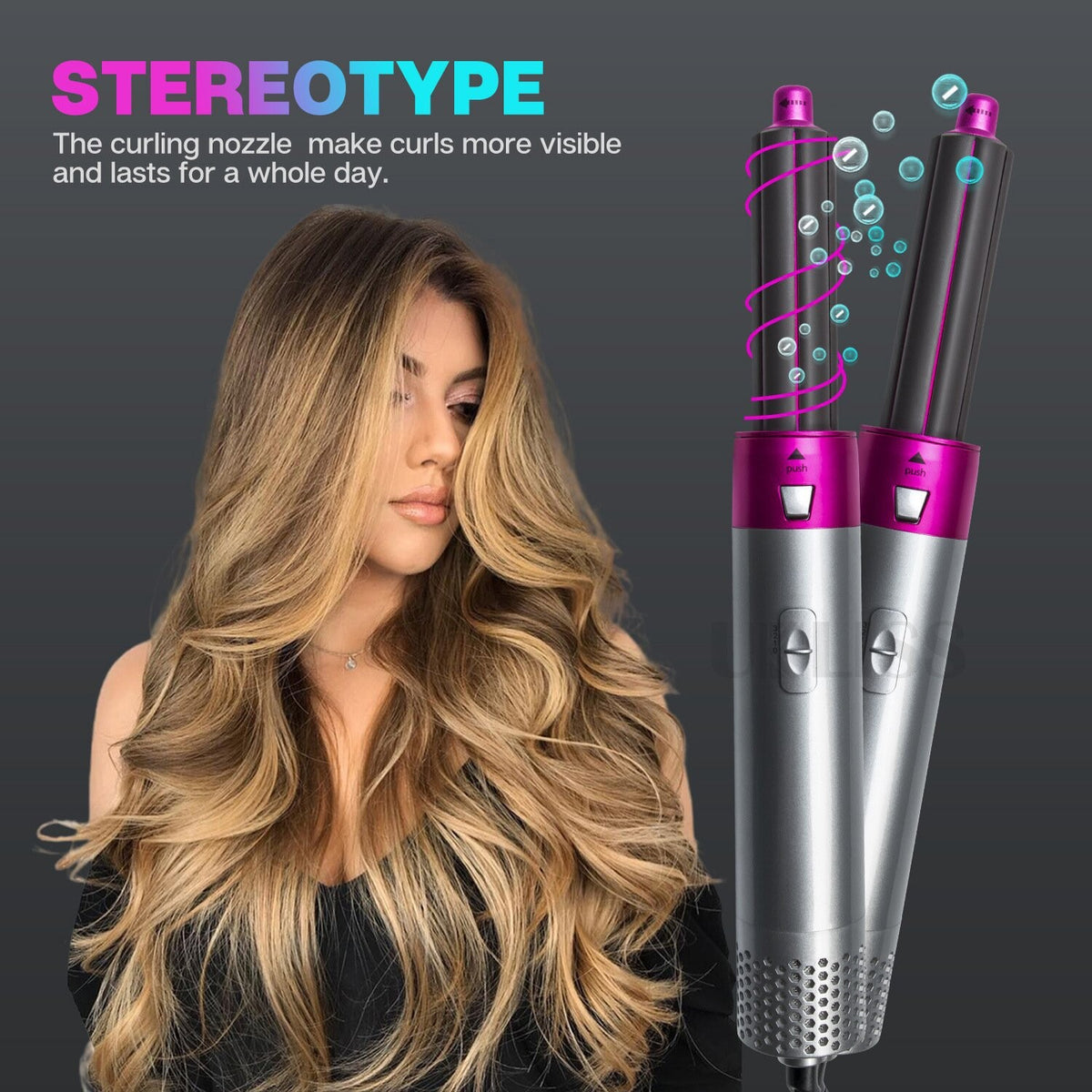 Five-in-one hot blowing comb automatic ironing coil straightening plate hair suction stick