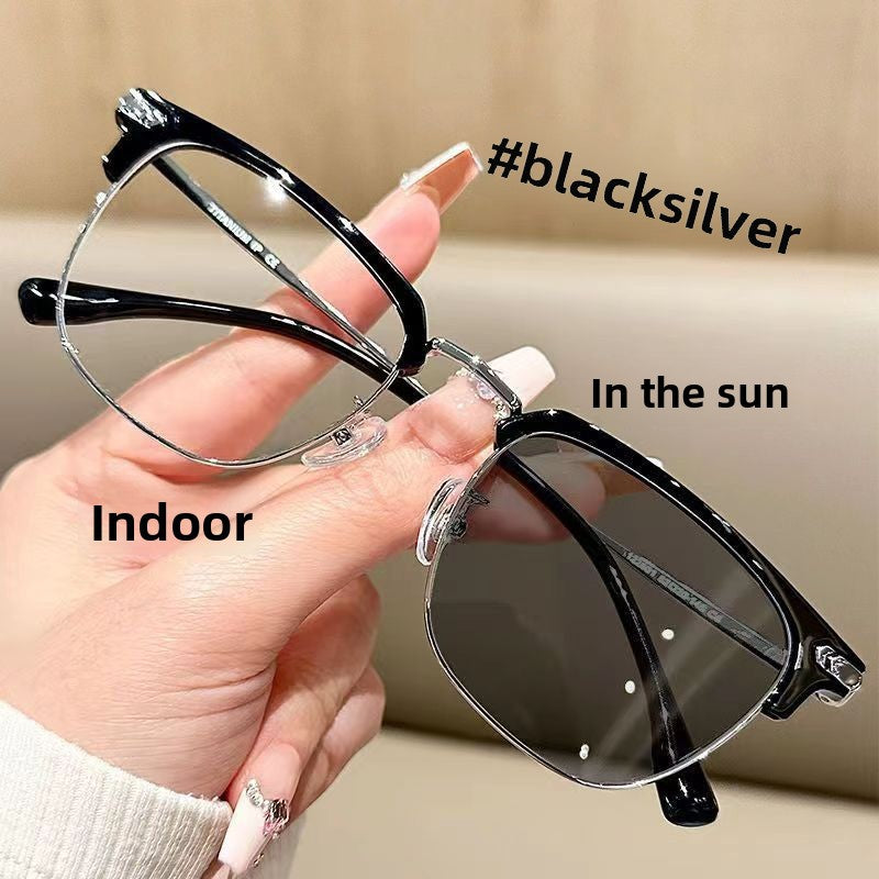 Photochromic Anti-Blue Light Half-Frame Sunglasses