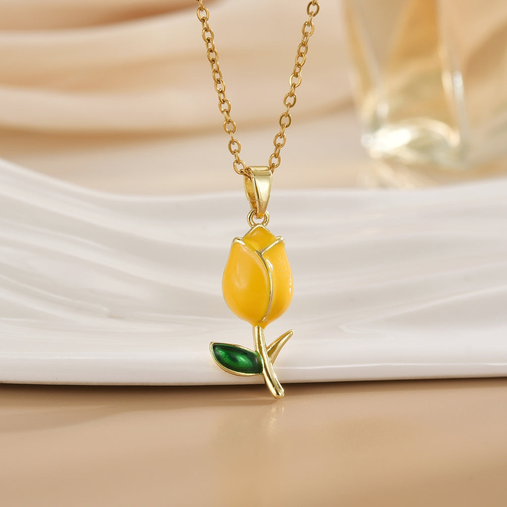 Tulip Flower Design Titanium Steel Necklace